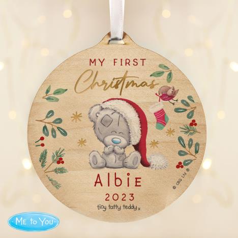 Personalised First Christmas Me to You Wooden Decoration Extra Image 1
